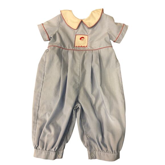 Lot 2 Baby Smock 18M Three Sister/Natalie Grant Christmas Reindeer/Santa Smocked - Picture 7 of 8